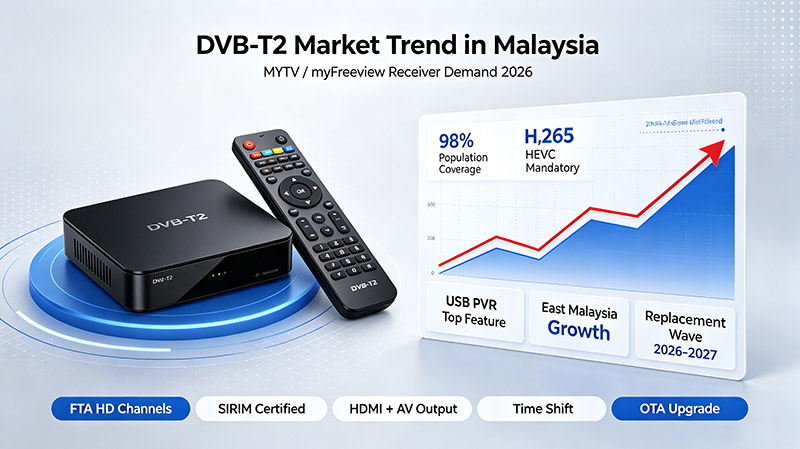 Tendência do mercado DVB-T2 na Malásia (2026 myFreeview / MYTV)